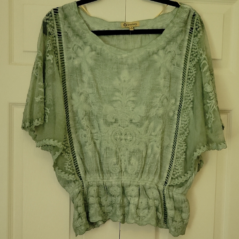 Democracy Sage Green Lace Blouse